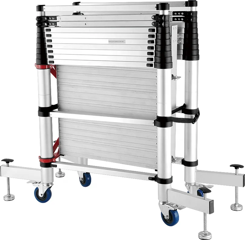 Scaffolding  Tower Laddder Aluminum telescopic Ladder with wheels