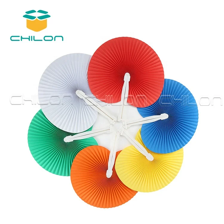 Chinese Paper Fan Folding with white plastic handle Summer