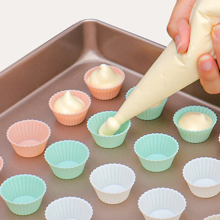 Silicone Baking Pastry Dessert Muffin Wrappers Mold Chocolate Mold Mini Silicone Cupcake Liners OEM ODM Food Grade 12 Pack
