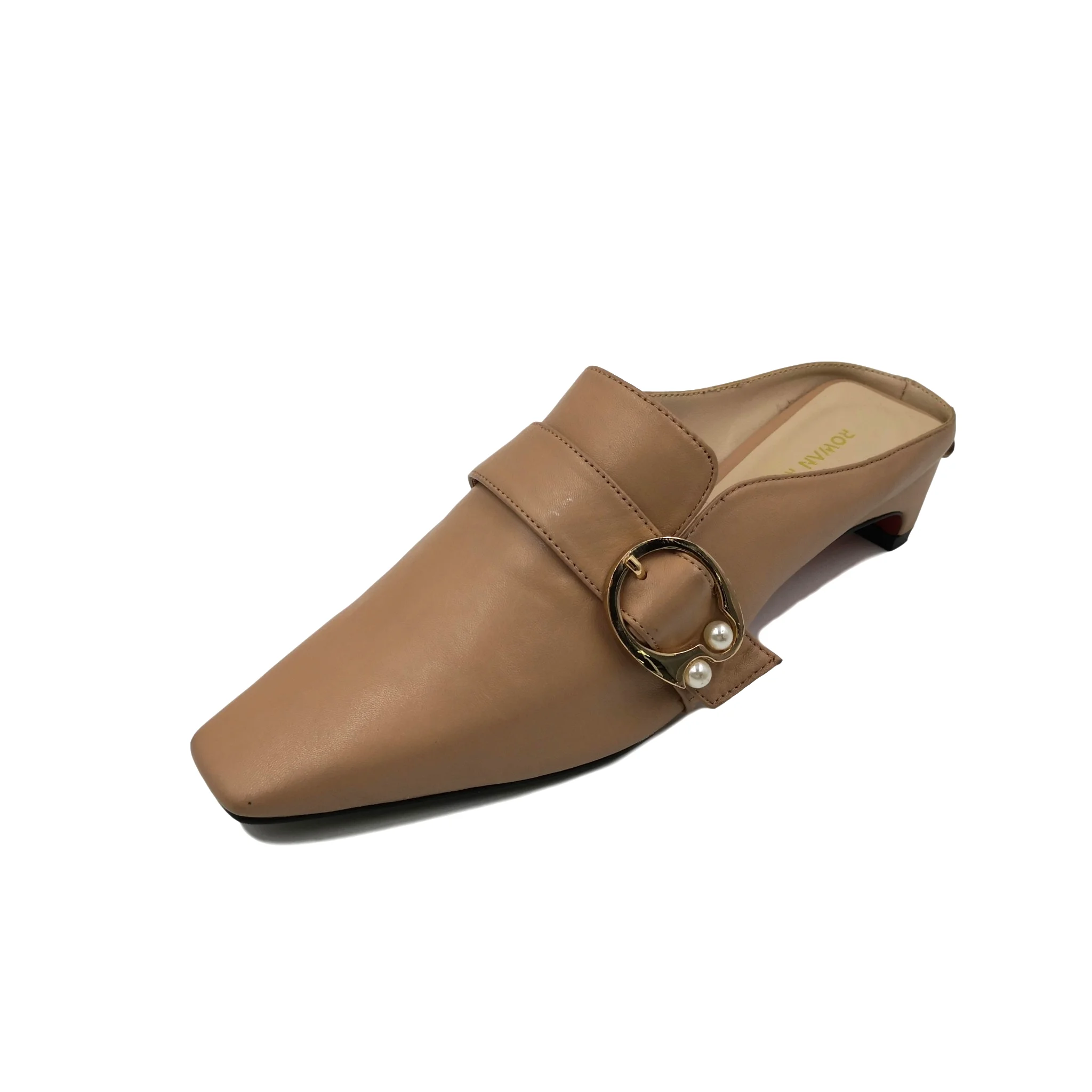 
High Quality New Design Strange Heel Shoes Square Toe Genuine Leather Brand Loafers 