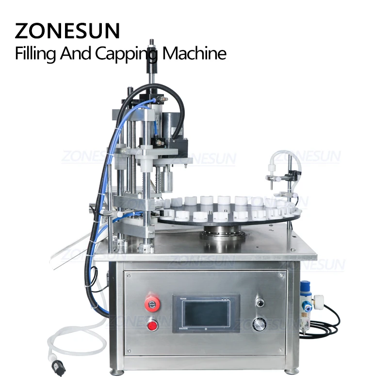  ZONESUN ZS-AFC1M Настольный моноблок с эфирным маслом Роторная автоматическая 2 в 1 маленькая машина для наполнения и укупорки стеклянных