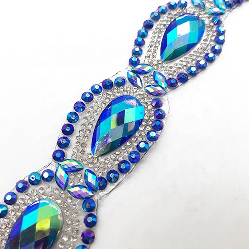 Wholesale Iron On  Resin Rhinestone Appliques Trimming Hot Fix Rhinestone Tape