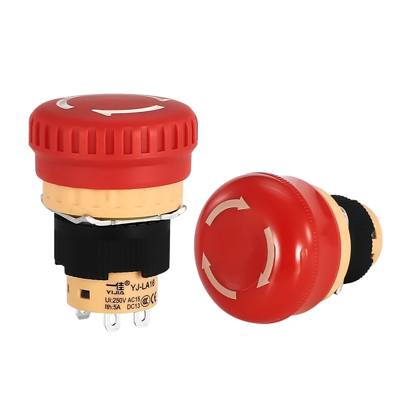 la16 series 16mm mushroom short money type B type C emergency stop  plastic latching push button switch