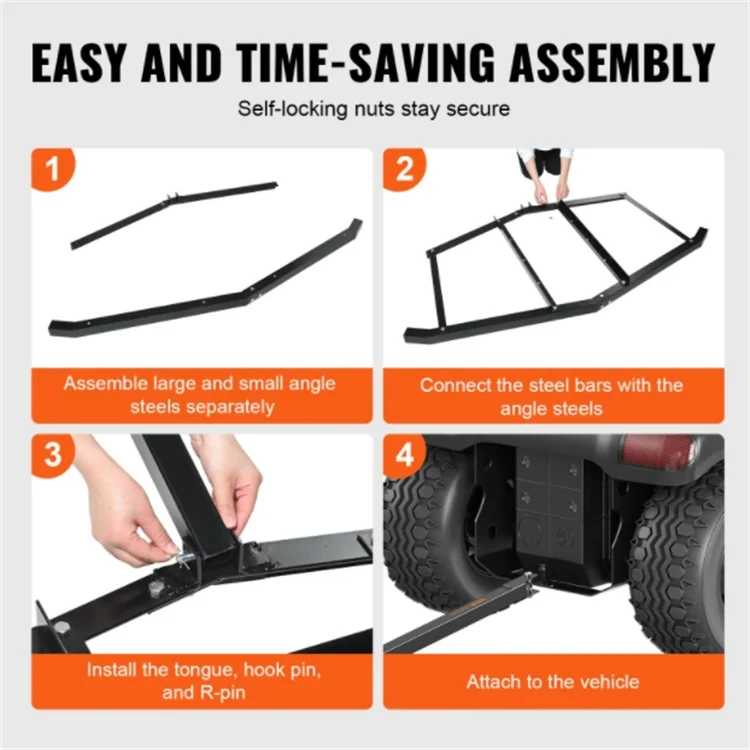 Driveway Drag Grader Harrow Driveway Drag Grader for ATVs UTVs Garden Lawn Tractors