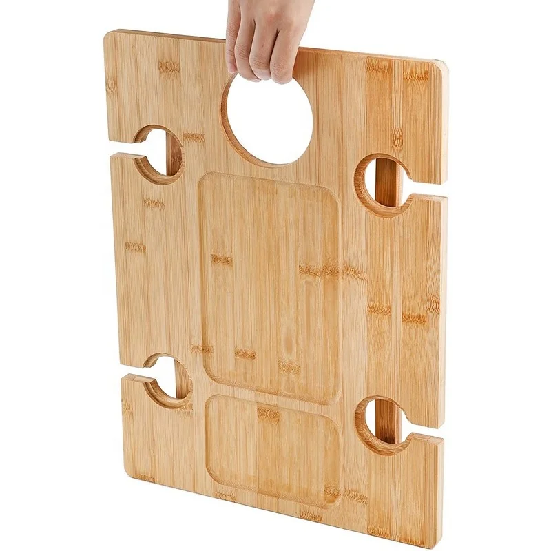 Foldable Champagne Picnic Snack Table Tray portable folding picnic table
