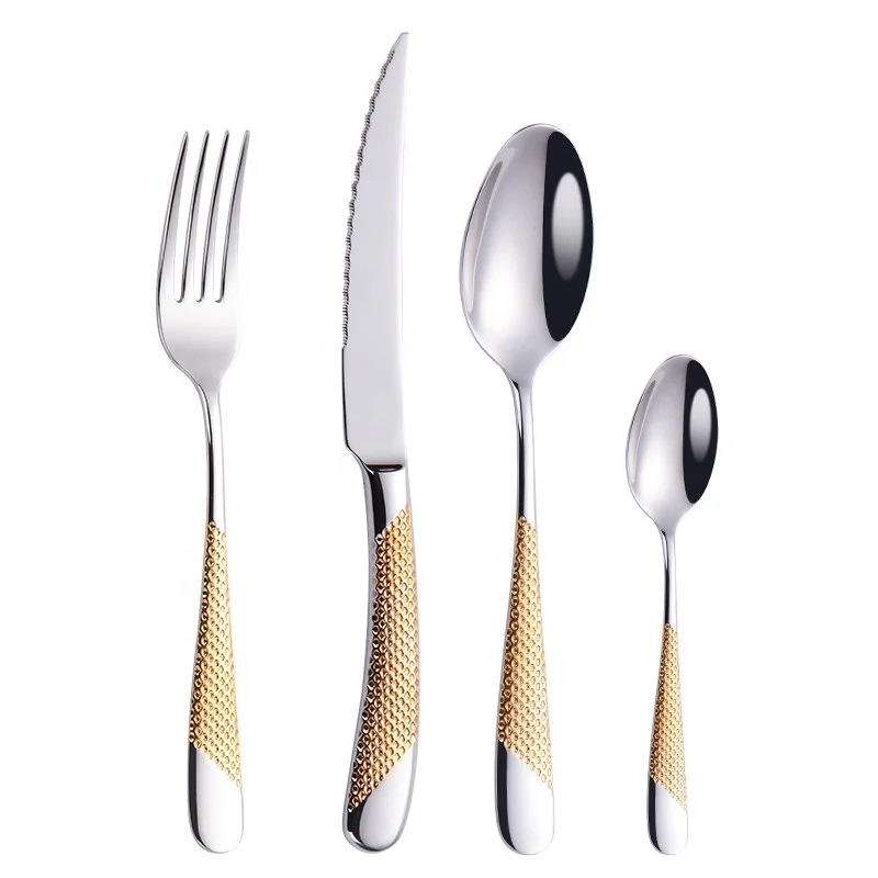 
2021 new arrival hot sales mirror polish stainless steel cutlery set star diamond handle spoons knife forks flatware sets 
