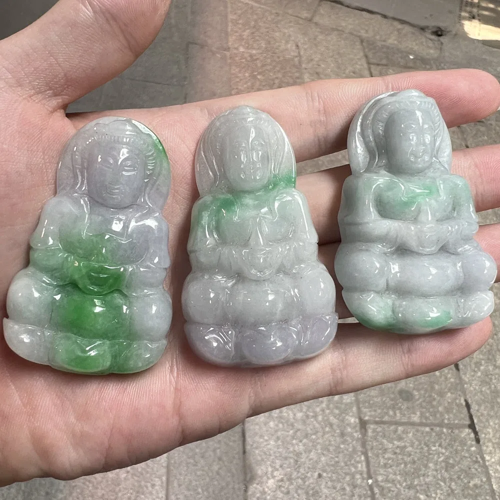 Оптовая продажа белая и зеленая Нефритовая женская подвеска Budda GuanYin из Мьянмы 50 мм нефритовая для ювелирных изделий аксессуары рукоделия