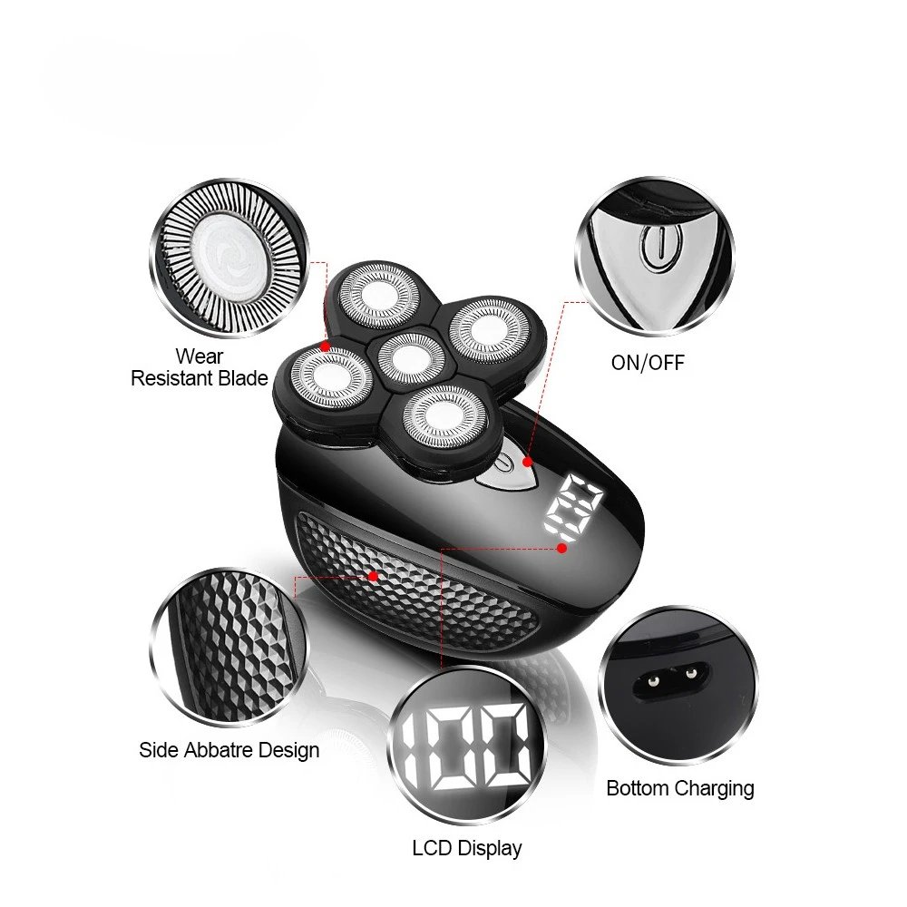 Electric Shavers Razor with LCD Display 5D Floating Waterproof Electric Hair Clippers Cleansing Brush