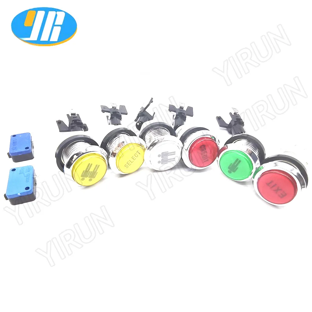 Chrome Plating 12V 33mm LED Illuminated Push Buttons With Micro Switch for Arcade Machine Games Mame Jamma Parts