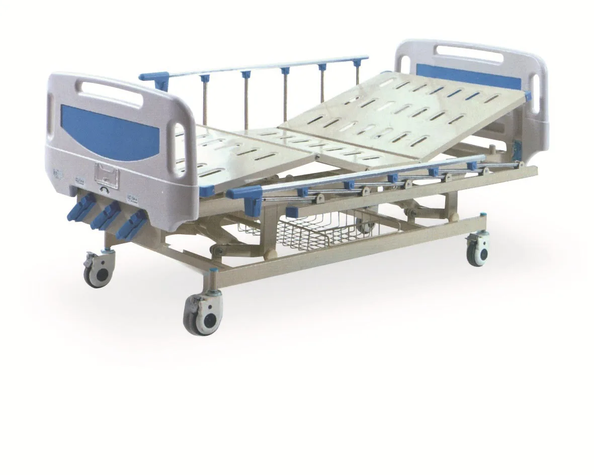 Cheap price 3 crack manual hospital bed medical bed 3 cranks with ABS material
