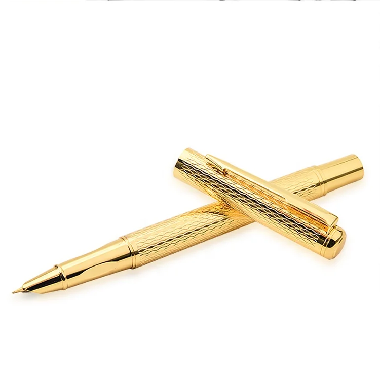 New Arrival Designer Fountain Pens Luxury Metal Shining Gold Color High calligraphy Quality Fountain Pen Stylo Plume