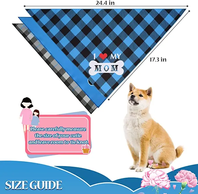 Wholesale Classic Plaid Dog Bandanas OEM Factory Production Double Layer  Printed Polyester Custom Pet Bandana
