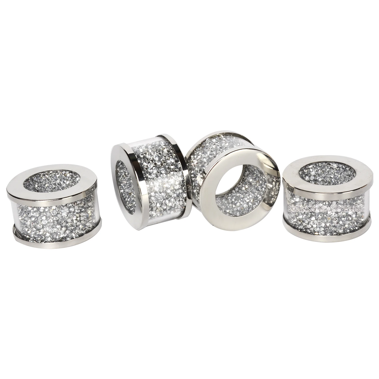 4PCS Crushed Diamond Weeding Napkin Rings Crystal Bead Napking Ring Holder for Table