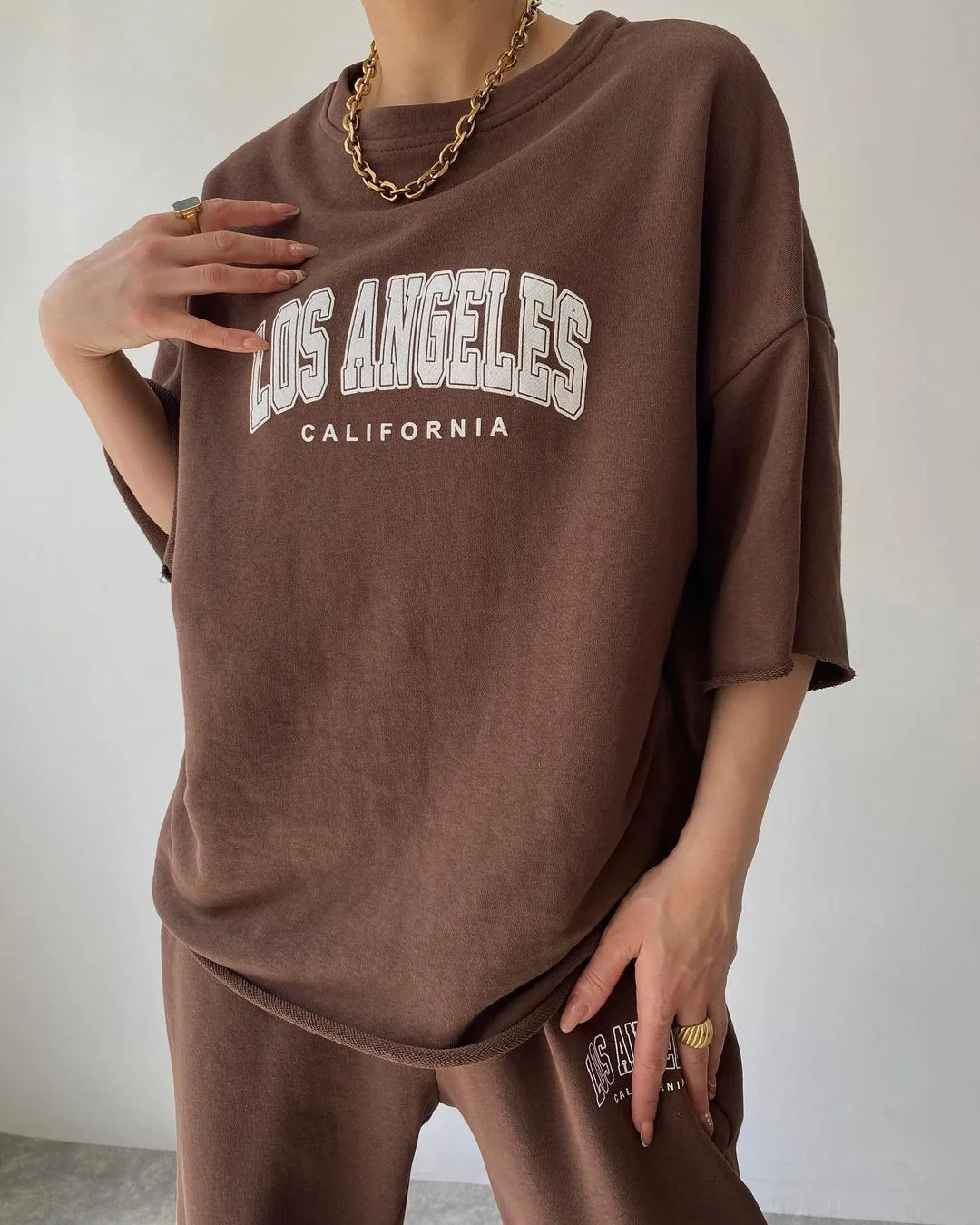 Spring New Arrival Women Casual 2 Piece Set Clothing Printed Pleated Pants Short Sleeve Hoodie