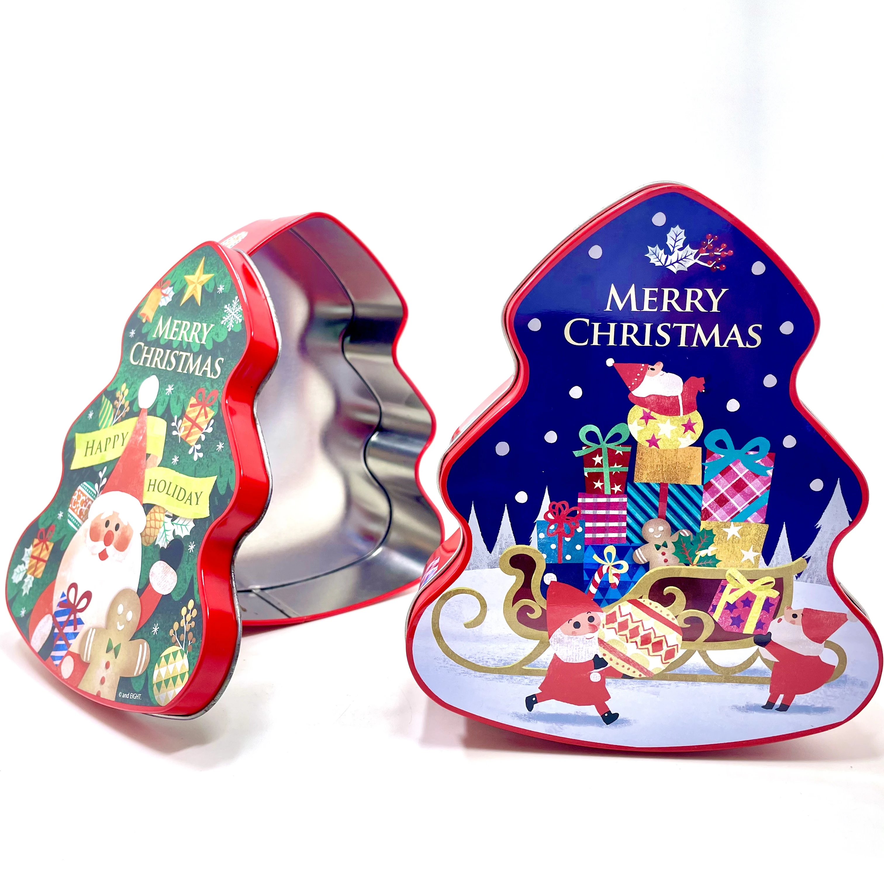 Christmas tree shape tin box candy tin can cookie metal tin box