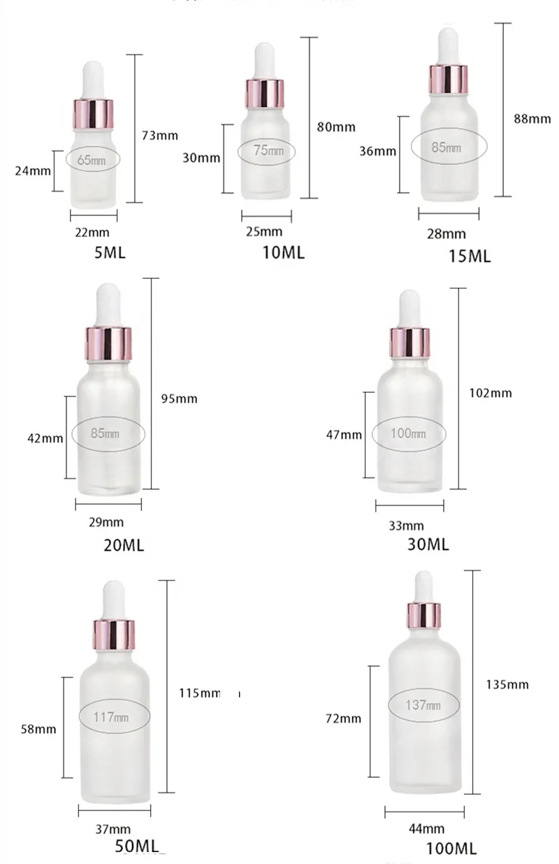 30 ml Serum Essential Oil Pink Rose Frosted Glass Dropper Bottle with Rose Gold Droppers Cap Aromatherapy Bottles for Oils 30ml