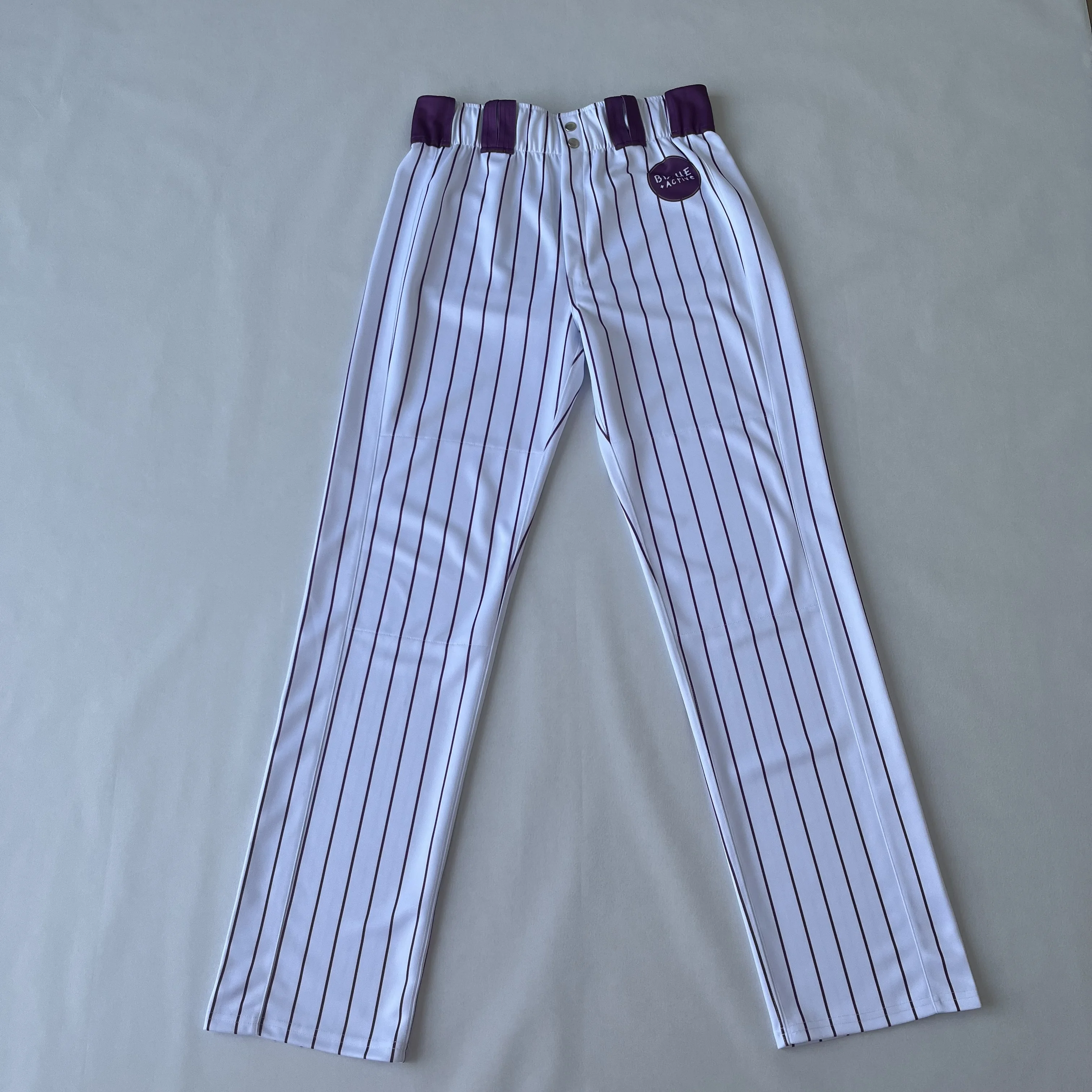 Wholesale Custom Sublimated Purple Stripe Baseball Pants