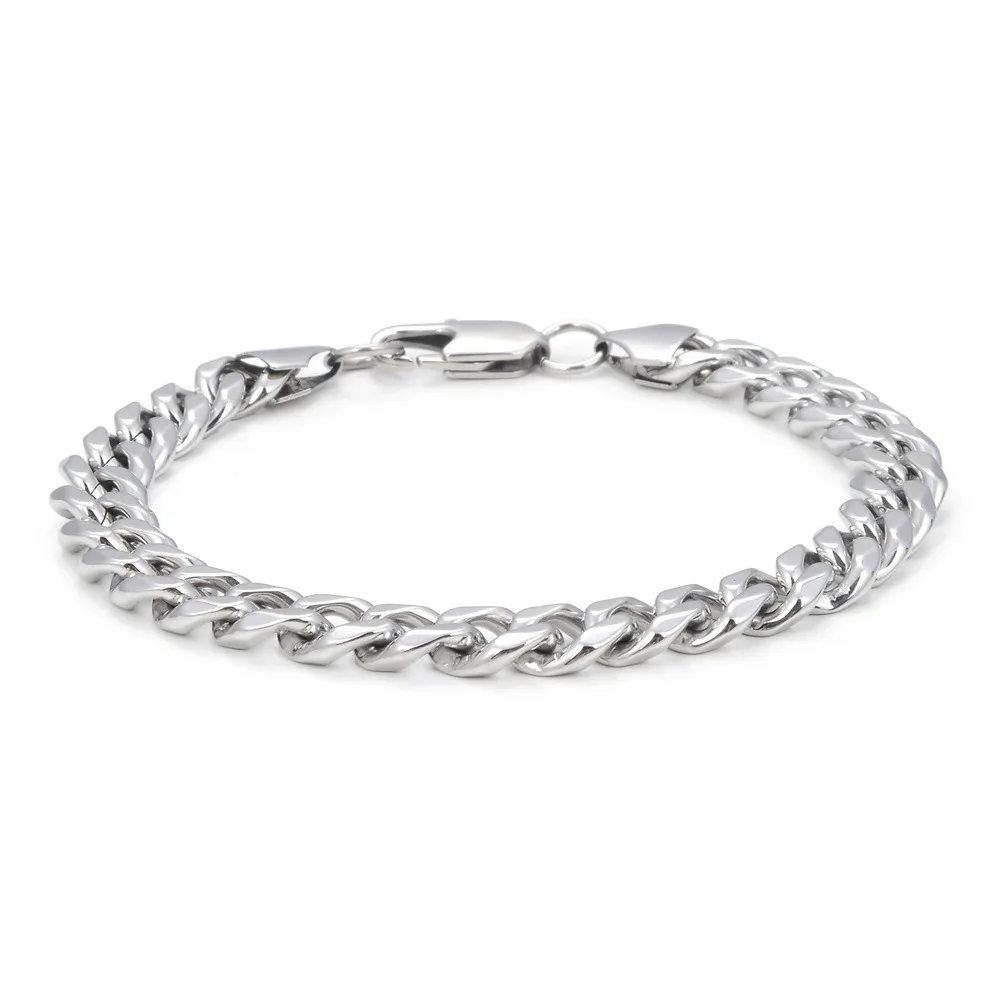 Hip Hop Mens Personalized 18K Gold Link Bracelet Stainless Steel 9MM Cuban Chain Bracelet for Men