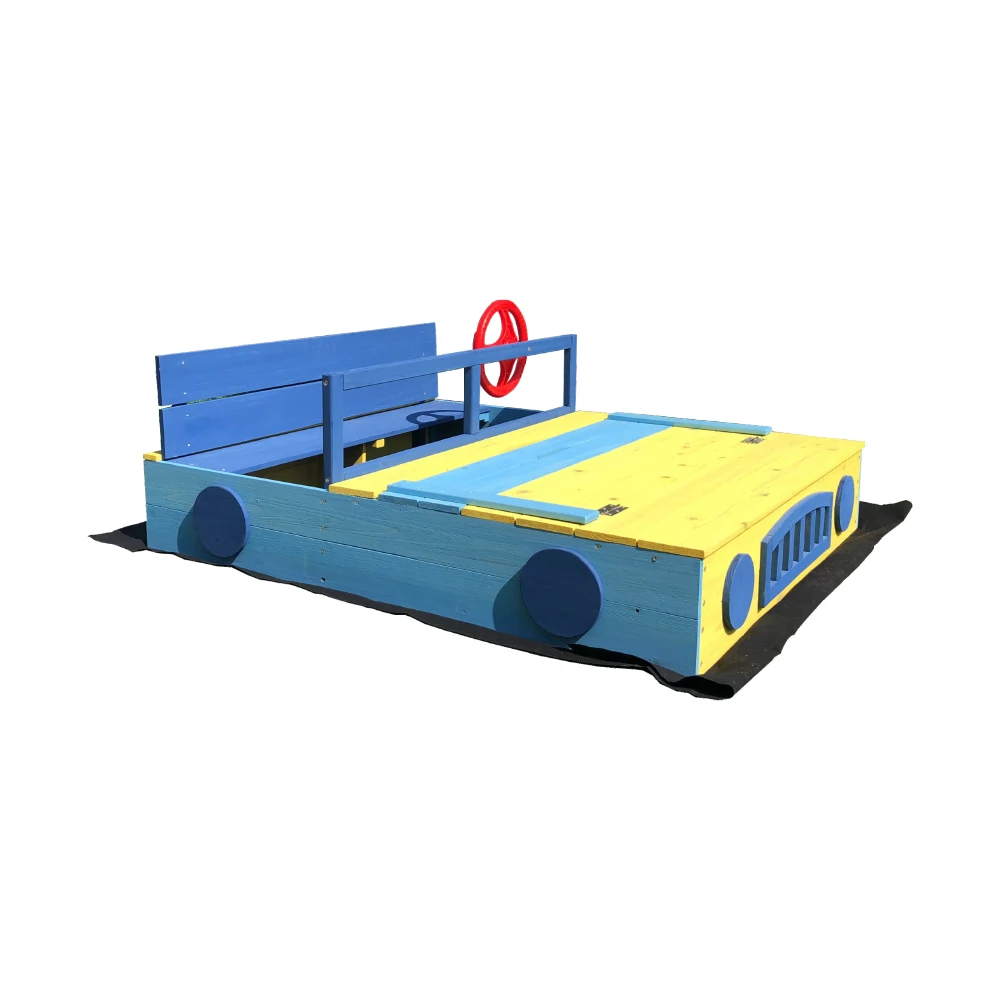 Wood sandbox Car-shaped Sand Box for Kids Sandpit Outdoor
