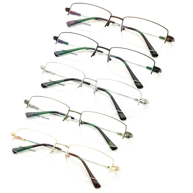 Оптовая продажа с китайской фабрики очков lunette pour homme легкие мужские Полуободковые титановые оправы для памятью металлические оптические