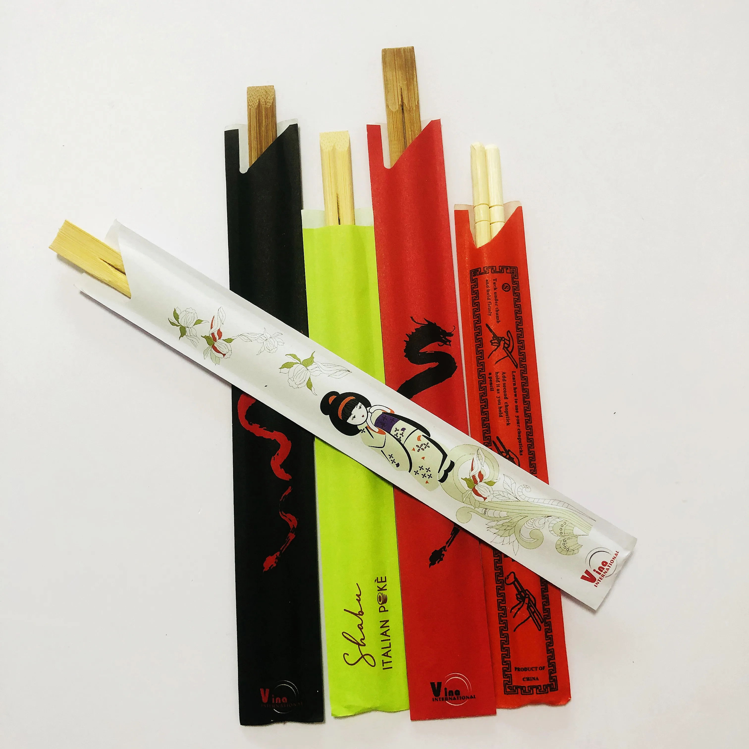 ECO-Friendly New Technique Custom Package Bamboo round twin tensoge Snack Chopsticks