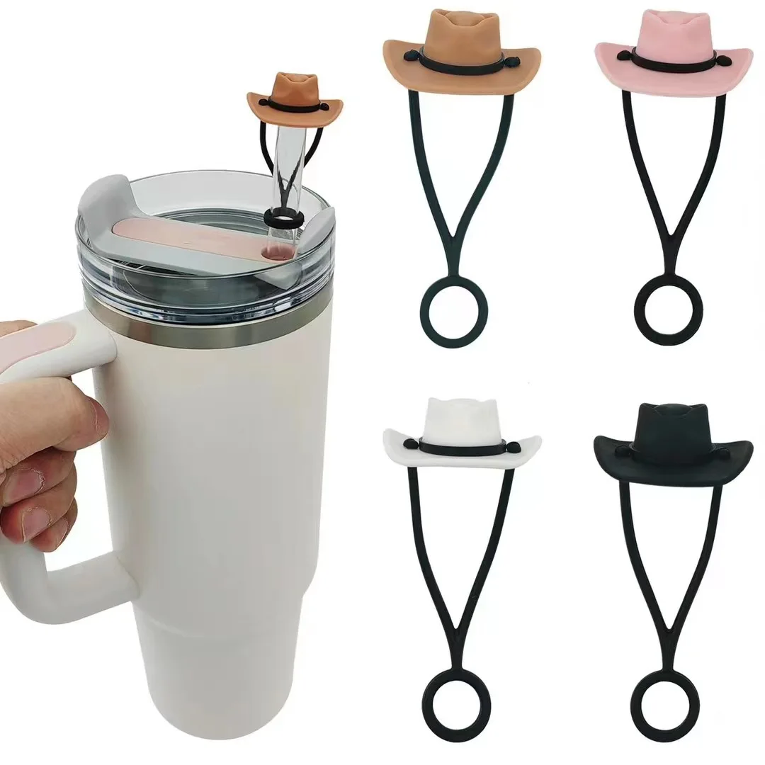 Hot Sell Silicone Various Cowboy Hat Straw Covers Cap Compatible Drinking Bucket Hats Straws Cover