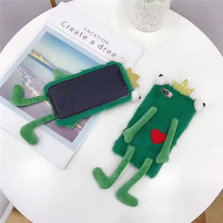 
Most Popular Warm Cute Frog Furry TPU Phone Case Covers For Iphone X 