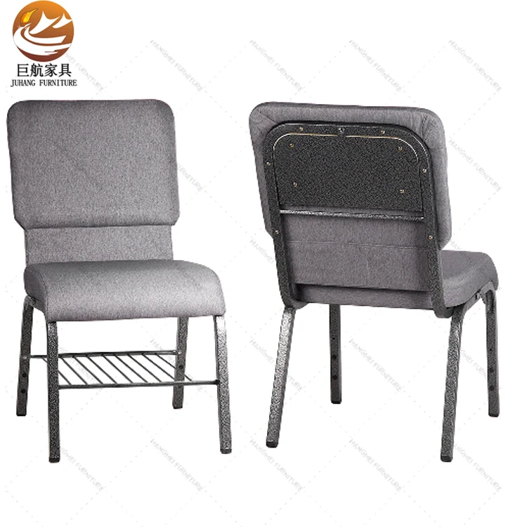 Grey Church Pulpit Interlocking Back Pocket Korea Church Chair with Writing Board