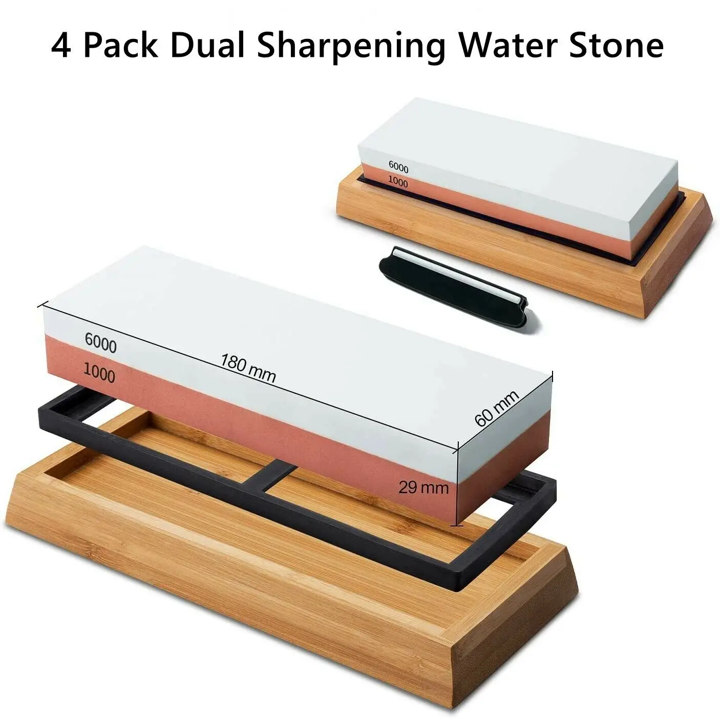 4 Pack USA Warehouse Shipping within 24h Dual Sharpening 1000/6000 Grit Ceramic Alumina Whetstone Set for Grinder Fine