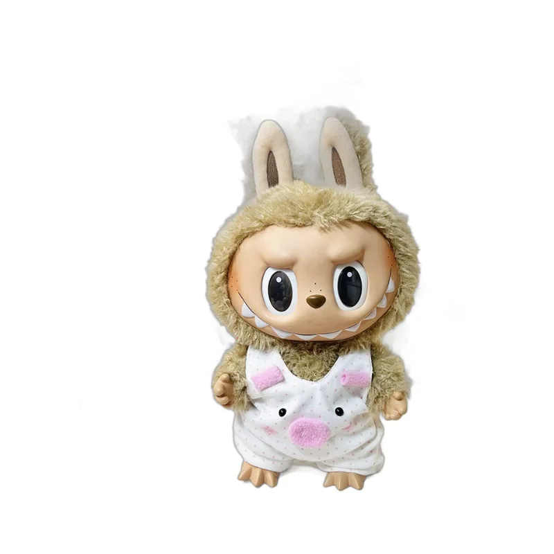 2293 38cm Vinyl Plush Doll Replacement Strawberry Bear Suit Cute Dress Outfit Clothes Only Labubu