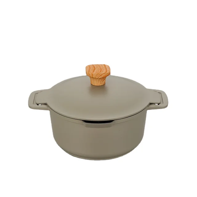 Classic-Style Cast Aluminum Soup Stock Pots Dots Induction Bottom Matter Color Ceramic Nonstick Coating Metal Non- toxic