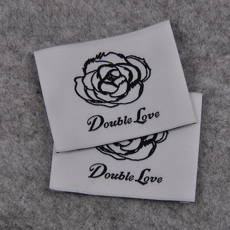 
Free design super cut high density double brocade label polyester woven label folding side label customized 