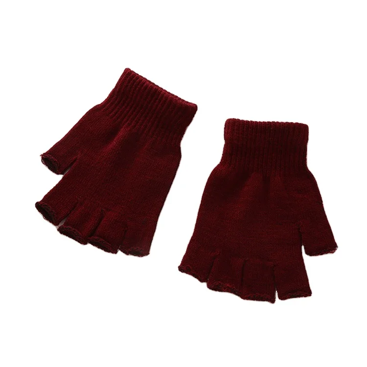Half Finger Fingerless Gloves  Knit  Solid Color Half Finger Knitted Mittens Winter Soft Warmer Unisex Basic gloves
