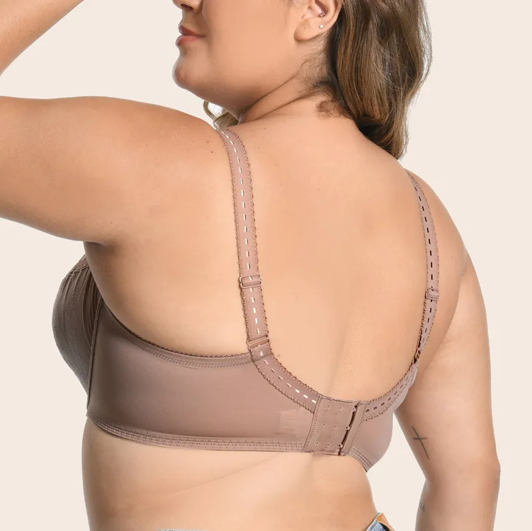 Ultra-Thin Jacquard Full Cup Lace Bra Sexy Silk Seamless Lingerie Plus Size for Adults Everyday Style DEFGHIJK Cup