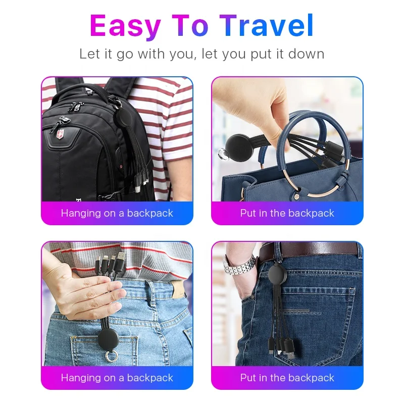 Индивидуальный логотип 3 в 1 Мини брелок USB кабель для передачи данных Iphone Samsung Android