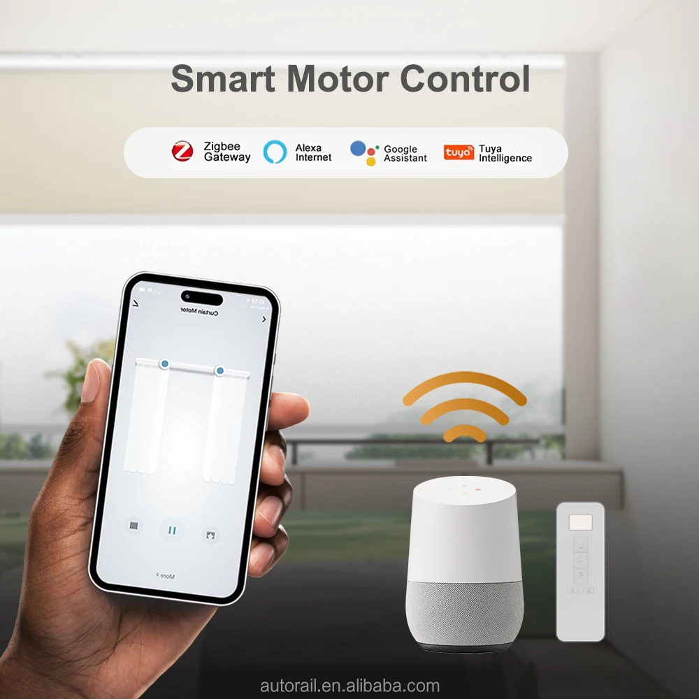 WiFi App Control Google Alexa Electric  Double Roller Shades Hotel Blinds Smart Curtain Motorized  Chain Blinds Roller