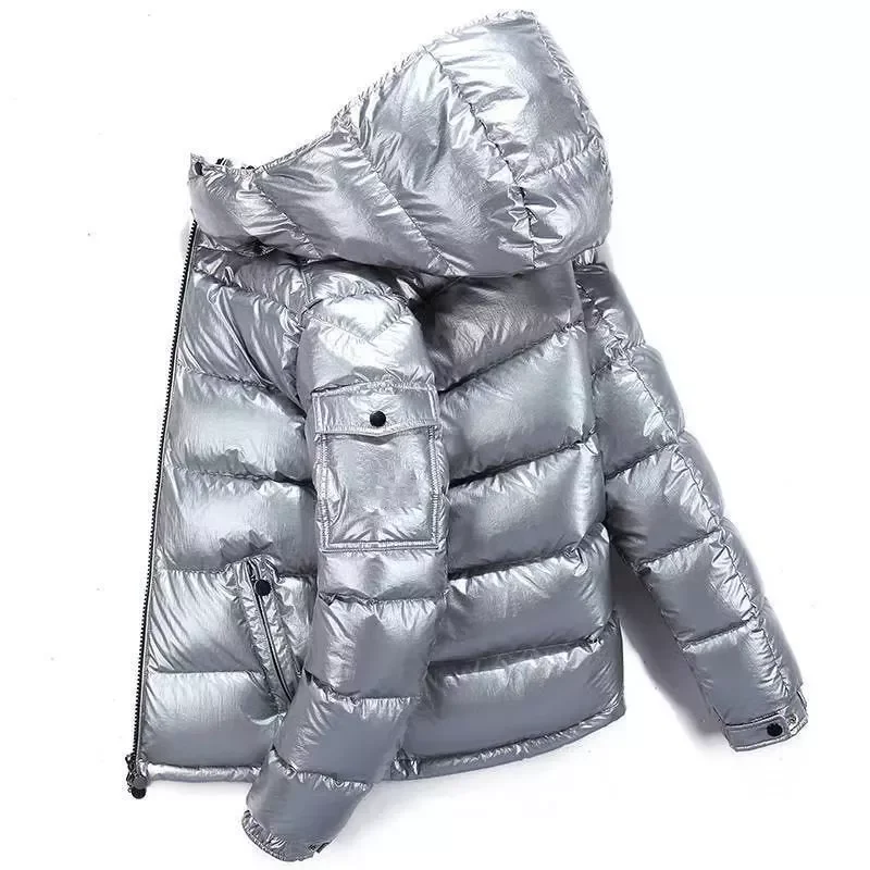 BOOM Link-Z22S175- Coat Mens  Face Trend Hooded Short Thick Winter Bomber Shiny Puffer Mens Jacket