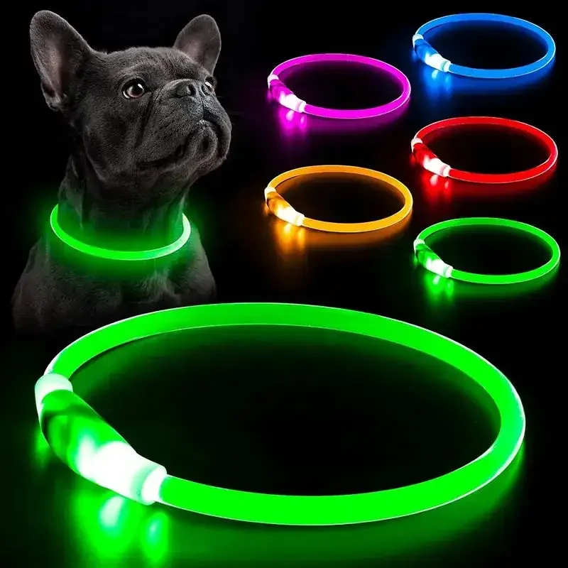 Wholesale USB Rechargeable Pet Dog LED Glowing Collar Pet Luminous Flashing Necklace Outdoor Walking Dog Reflective Collar