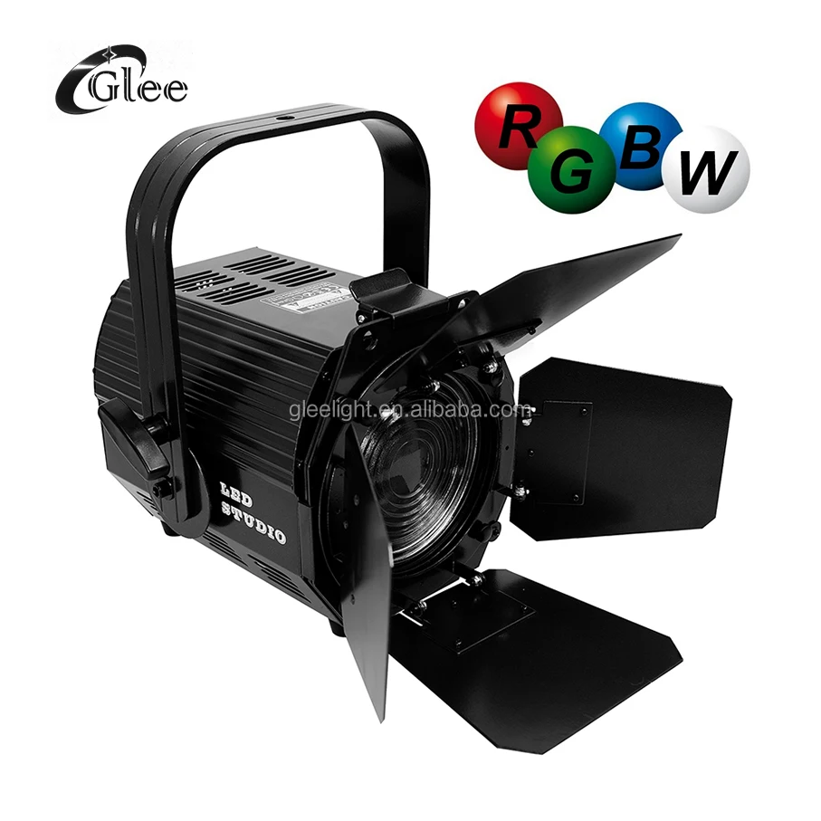GLEE 200W RGBW COB Full Color 4in1 LED 65degree Prefocus Theater Theatre Theatrical Studio DMX Fresnel Spot Light
