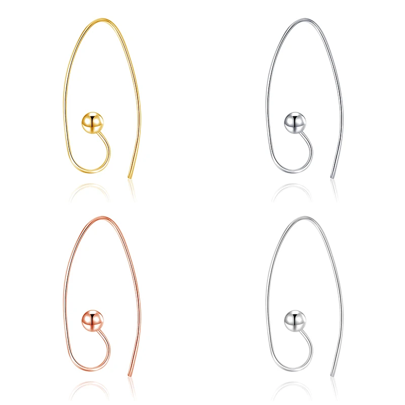 Wholesale Bead Head Geometry Earring Hooks Handmade Jewelry Accessories Gold Plated 925 Sterling Silver Drop Earrings