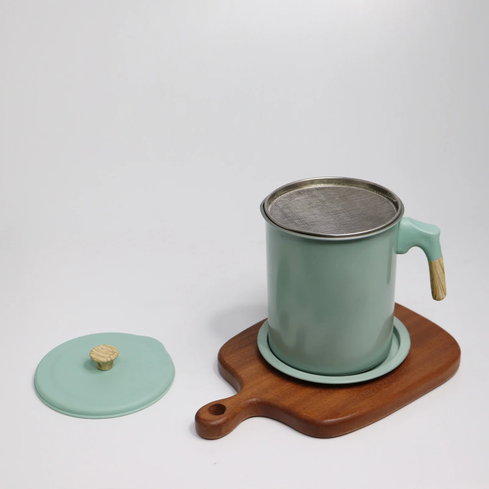 Bacon Grease Container Thick Iron Oil Filter Pot Rust-Proof Oil Storage Container For Kitchen (1.4L/1.7L) Grease Can