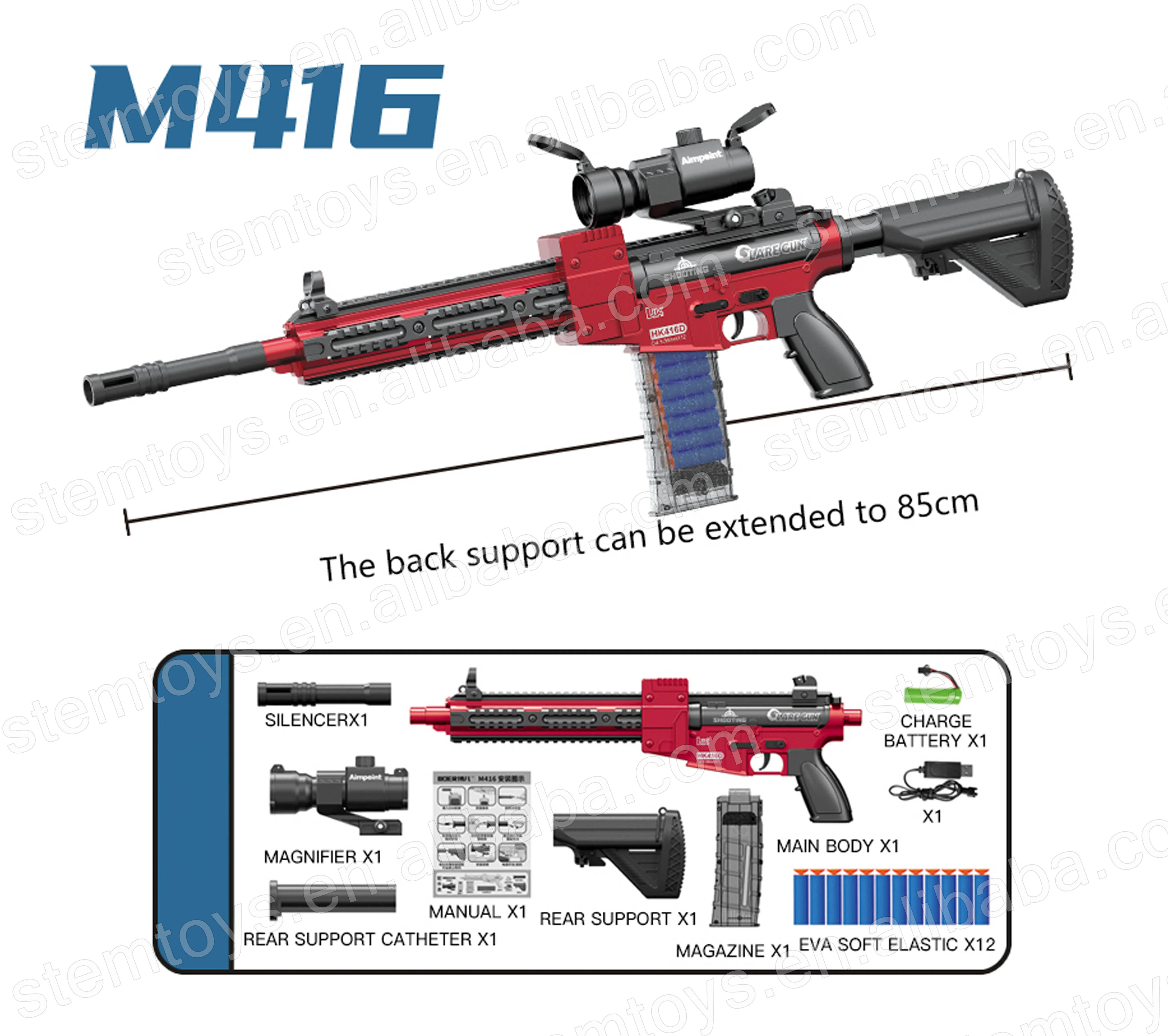 M416 Soft Bullets Auto shooting Gun Battery Operated Outdoor competition foam bullets blasting guns for kids/adults