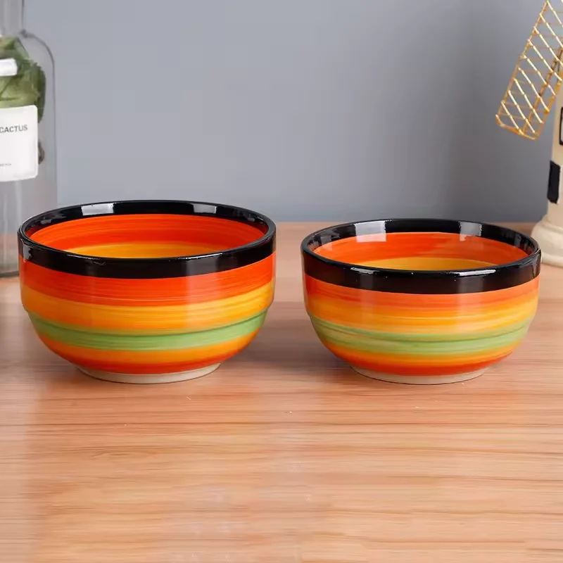 Rainbow  ceramic  dinnerware set  porcelain tableware plate and bowl   price good  wholesale  microwave safe
