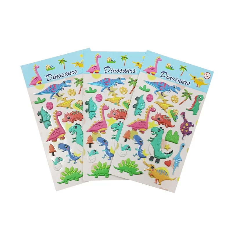 Wholesale Cartoon Animal 3D Puffy Sticker Kawaii  Dinosaur Decorative Bubble Decals For Phone Laptop Cup