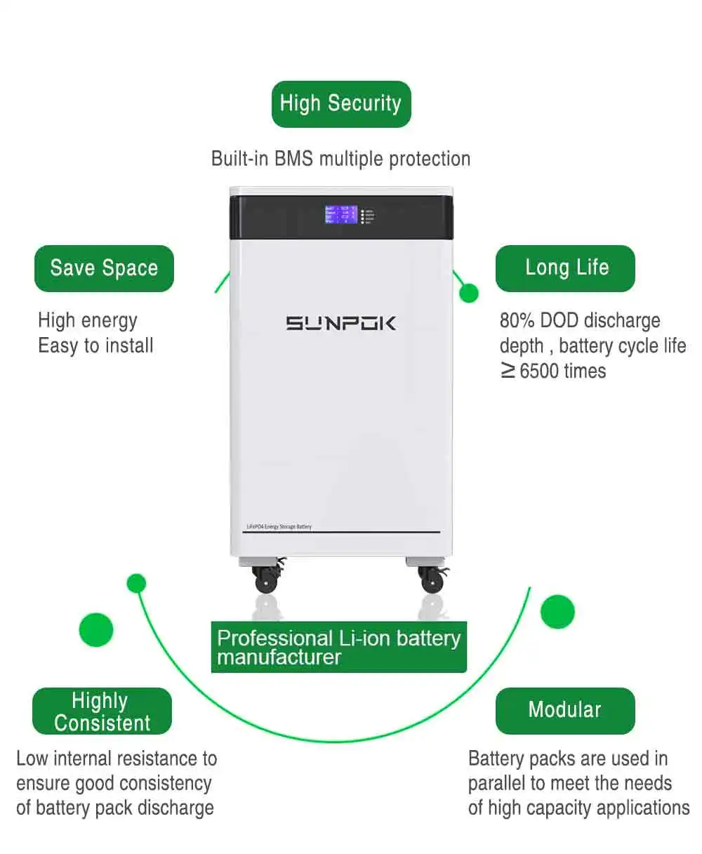 SUNPOK Powerwall Lithium Lifepo4 Battery 48V 200Ah 300Ah 15Kw 10Kw Solar Home Energy Storage Lithium Ion Phosphate Battery Pack