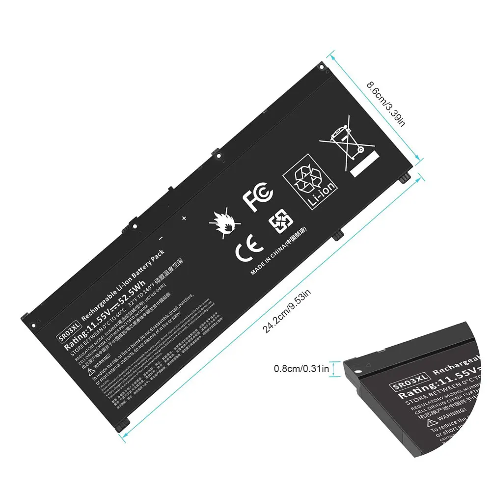 SR03XL Laptop Battery Replacement for Hp Envy x360 15-CN 15-CP Envy 17-bw Pavilion 15-CX 15-CX0058WM Series L08855-855 HSTNN-IB8