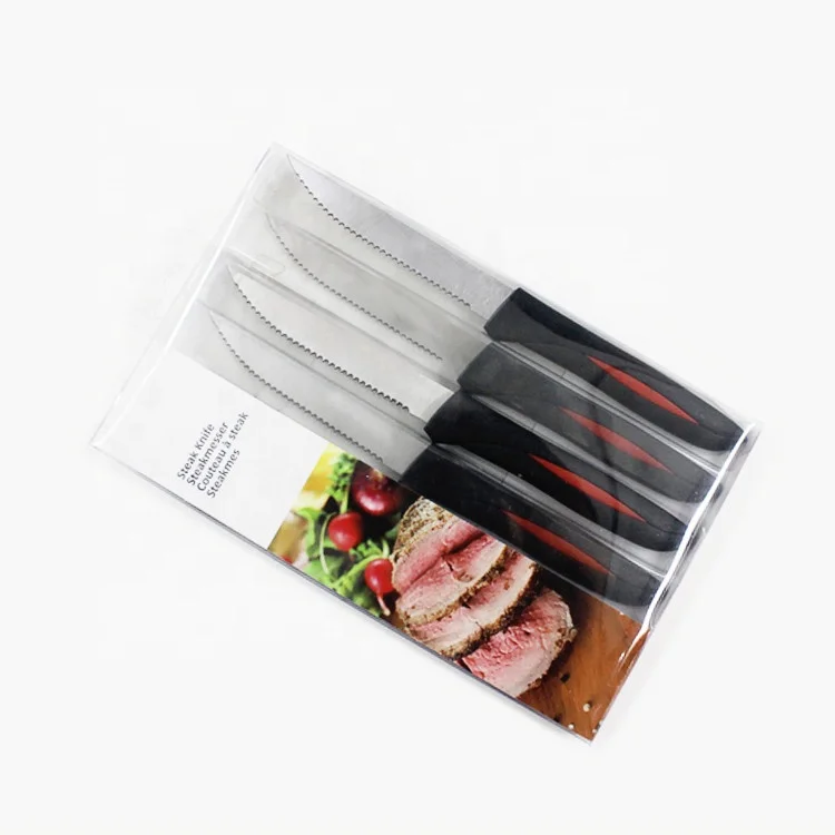 4pcs Stainless Steel Steak Knife Set with Plastic Handle