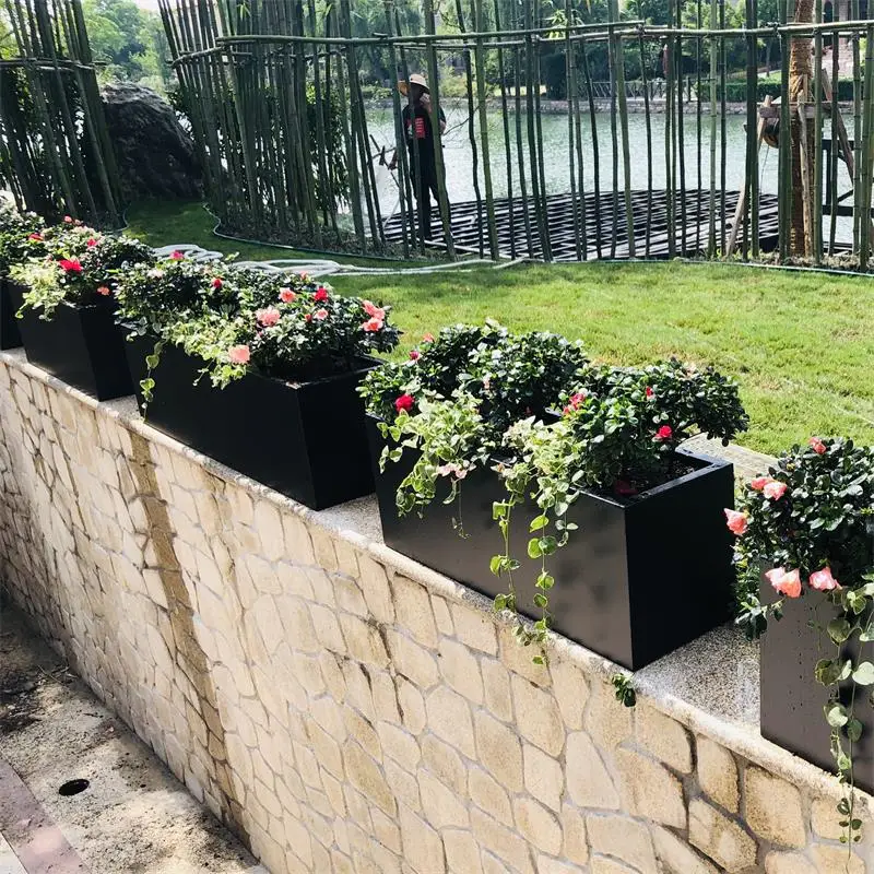 Square  large metal outdoor pots stand garden  flower pots in bulk commercial flower planter box