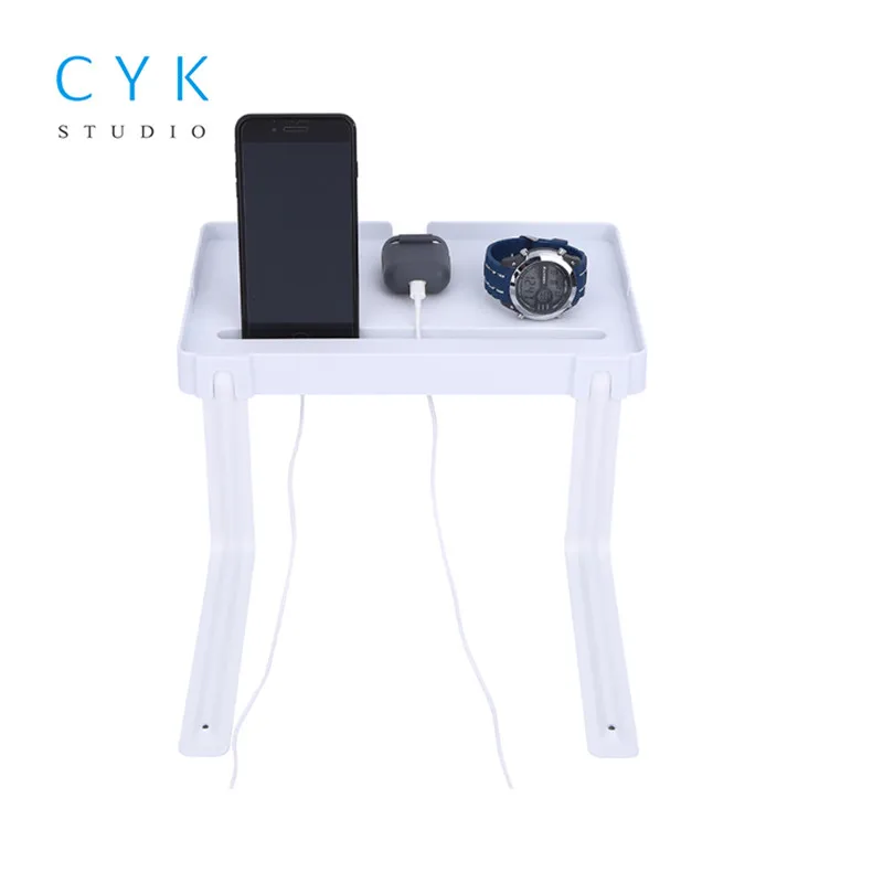 painted steel bed shelf storage tray bedside table shelf phone stand for bed