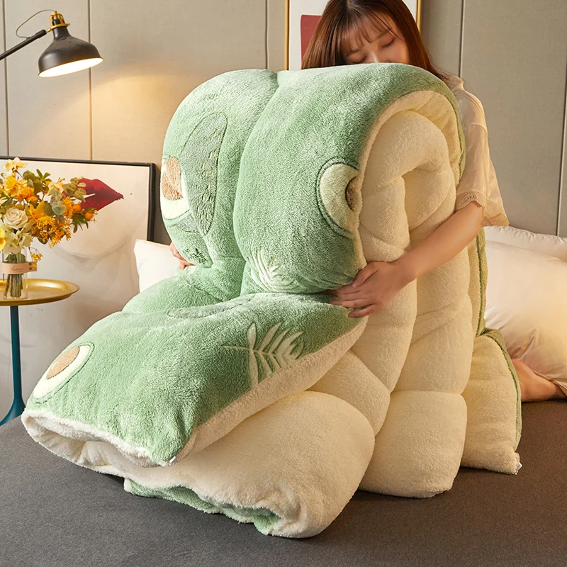 Ultra-soft Custom Sherpa Fur Flannel Fleece Fluffy Winter Quilt Queen Bedding Sherpa Designer Luxury Comforter